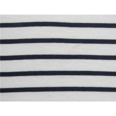 Tissu Jersey Cote 1x1 Rayé Blanc / Bleu Marine