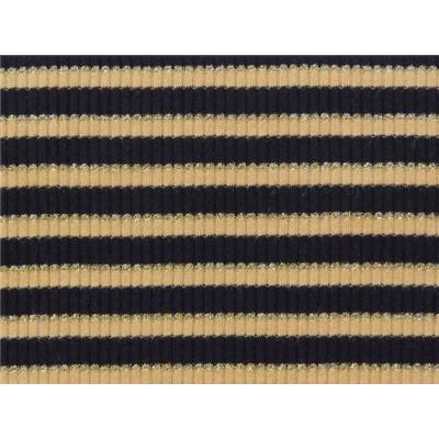 Tissu Jersey Cote 3x3 Rayure Noir / Beige / Lurex Doré