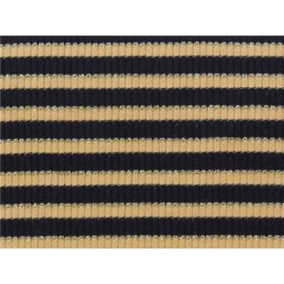 Tissu Jersey Cote 3x3 Rayure Noir / Beige / Lurex Doré