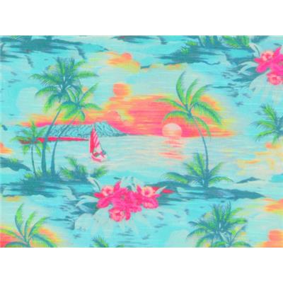 Tissu Jersey Flammé Imprimé Tropical