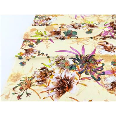 Tissu Jersey Viscose / Elasthanne Fleurs de Lys Beige