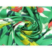 Coupon Sergé Viscose Léger Fleurs Vert 90 cm x 145 cm