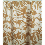 Tissu Satin de Coton Fleurs Camel / Ecru