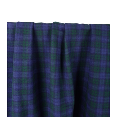 Tissu Flanelle 100 % Coton Carreaux Bleu Violet / Vert