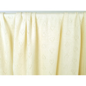 Tissu Maille Cote 2x2 Ajourée Coeur Beige Clair 