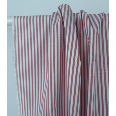 Tissu Oxford 100 % Coton Rayé Bordeaux & Blanc