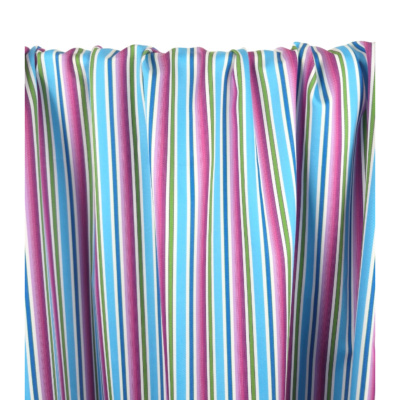 Tissu Satin de Coton Rayé Bleu / Parme