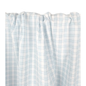 Tissu Voile de Coton Carreaux & Rayures Bleu Ciel / Blanc