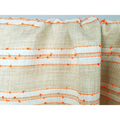 Tissu Toile Rayé Beige / Orange