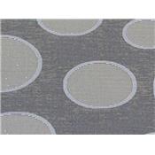 Tissu Jacquard Motif Grand Pois Gris / Bleu / Lurex Argent