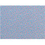 Tissu Jersey Imprimés Petites Fleurettes Bleu / Rose