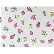 Tissu Jersey Coton / Elasthanne Fruits Paillettes Gris Clair