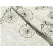 Tissu Jersey Gris Chiné Imprimé Bicyclette Grand - Bi