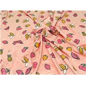 Tissu Jersey Coton / Elasthanne Fruits Paillettes Rose