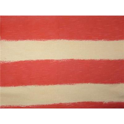 Tissu Jersey Coton Flammé Imprimé Rayures Corail / Abricot