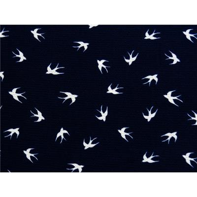 Tissu Crepe LONDRES Marine Imprimé Hirondelle