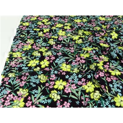 Tissu Crepe Noir Floral