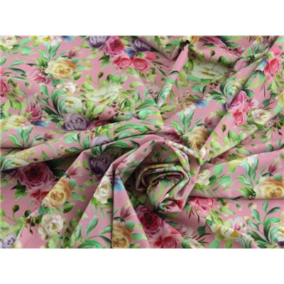 Tissu Jersey FUJI Pivoines Rose