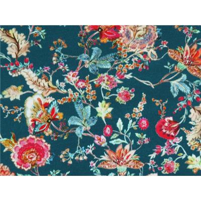 Tissu Jersey Viscose / Elasthanne Vert Emeraude Imprimé Fleurs