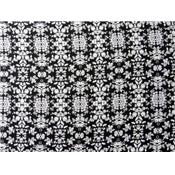 Tissu Poly-Viscose Imprimé Fleurs Noir / Blanc
