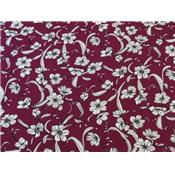 Tissu Viscose Crepe Bordeaux Imprimé Fleurs