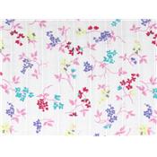 Coupon Voile de Coton Rayures Jacquard Imprimé Fleurs 60 cm x 135 cm