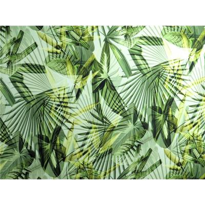 Tissu Voile de Viscose Imprimé Feuillage Tropical