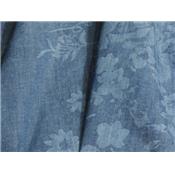 Tissu Denim Léger Imprimé Fleurs Façon Aquarelle