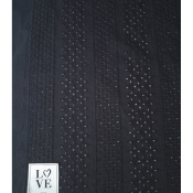 Tissu Broderie Anglaise Fleurs & Graphique Noir
