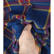 Tissu Flanelle 100 % Coton TARTAN Bleu Jeans
