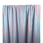 Tissu Satin de Coton Rayé Bleu / Parme