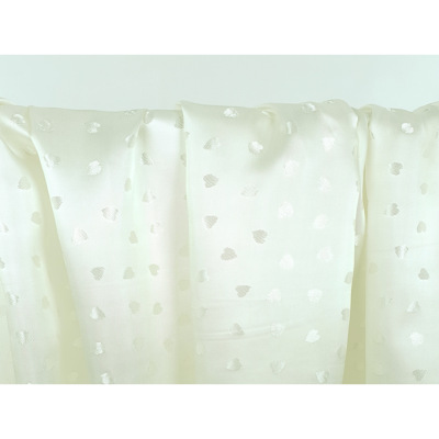Tissu Doublure Sergé Acétate Coeur Jacquard Ecru