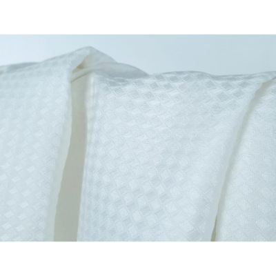 Tissu Jacquard Nid D'Abeille 100 % Coton Ecru