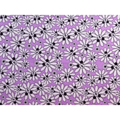 Coupon Maille Jersey Marguerite Mickey Parme 80 cm x 190 cm