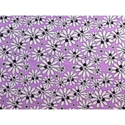 Coupon Maille Jersey Marguerite Mickey Parme 100 cm x 190 cm