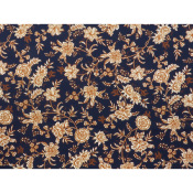 Tissu Maille Scuba Crepe Fleurs Marine