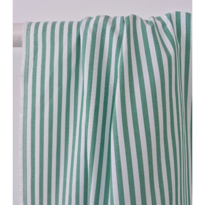 Tissu Oxford 100 % Coton Rayé Vert & Blanc