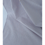 Tissu Popeline 100 % Coton Rayures & Jacquard Bleu Ciel / Orange