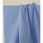 Tissu Popeline Mélange Coton Fines Rayures Bleu & Blanc