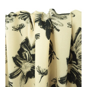 Tissu Sergé Léger 100 % Tencel Fleurs Beige / Noir