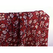 Tissu Voile Viscose / Soie Fleuri Rouge 