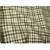 Coupon Lainage Pied de Poule Ecru / Brun / Ocre / Kaki 90 cm x 140 cm