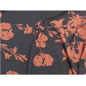 Tissu Jersey Viscose / Laine Choco Imprimé Fleurs