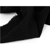 Tissu Crepe Froissé Laine / Viscose Noir