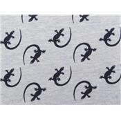 Tissu Jersey Coton Bleu Ciel Chiné Imprimé Gecko