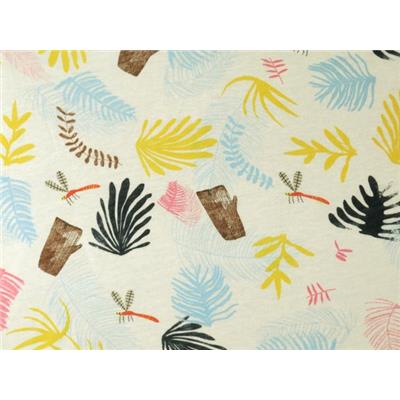 Tissu Jersey Coton Feuillage Tropical