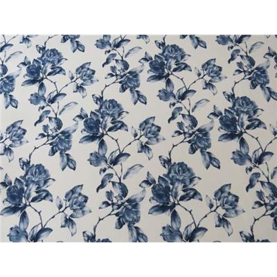 Tissu Jersey Structuré Imprimé Fleurs Bleu