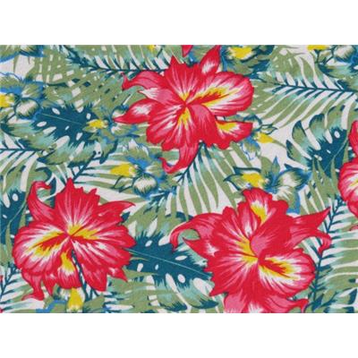 Tissu Jersey Viscose / Coton Imprimé Hibiscus