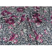 Tissu Jersey Viscose / Elasthanne Marine Imprimé Fleurs