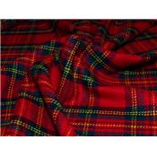 Tissu Lainage Léger Tartan Rouge